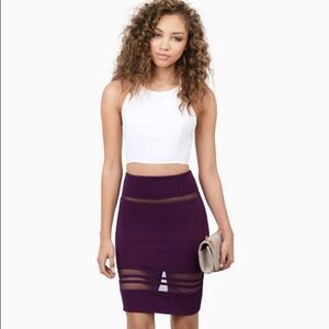 Tobi Purple Mesh Pencil Skirt